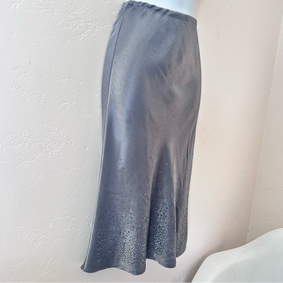 Vintage Y2K Women's Silver Metallic Glitter Trim Midi Skirt Size S Fairy - Picture 3 of 9